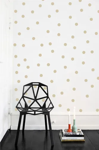 Miniatura 2 de Adhesivos decorativos de vinilo para pared, diseño de círculos de lunares, fácil de despegar y pegar, adhesivos decorativos extraíbles para Beige