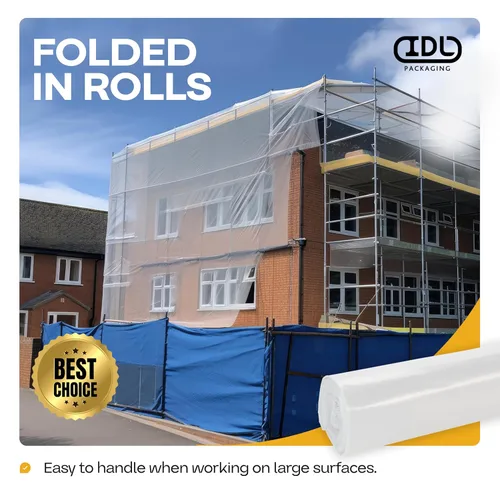 Miniatura 7 de IDL Packaging Lámina de plástico transparente de 4 mil para construcción, 16 x 50 pies cuadrados (800 pies cuadrados), rollo de película de Claro