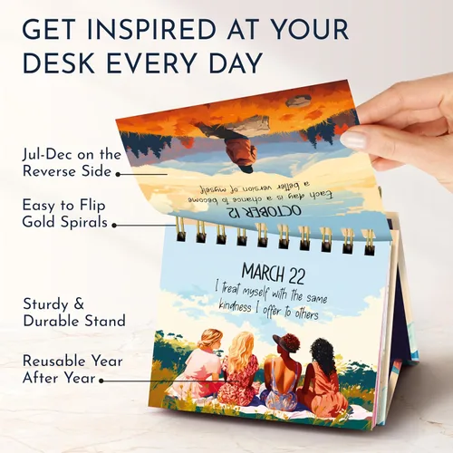 Miniatura 4 de RYVE Calendario diario de afirmación – Calendario de escritorio motivacional con afirmaciones diarias para mujeres, regalos positivos
