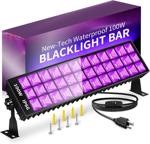 THECHAM Barra de Luces Negras LED de 100W, 100 LEDs, Luz de Inundación de Luz Negra para Fiesta de Luz Negra, para Fiesta Fluorescente, Dormitorio,