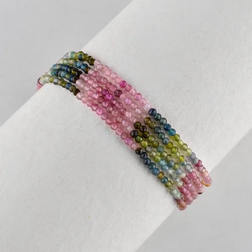 Miniatura 13 de Pulsera de piedras preciosas naturales, cuentas microfacetadas de 5 hebras, piedra energética, cristales curativos, chapado en plata, ajustable