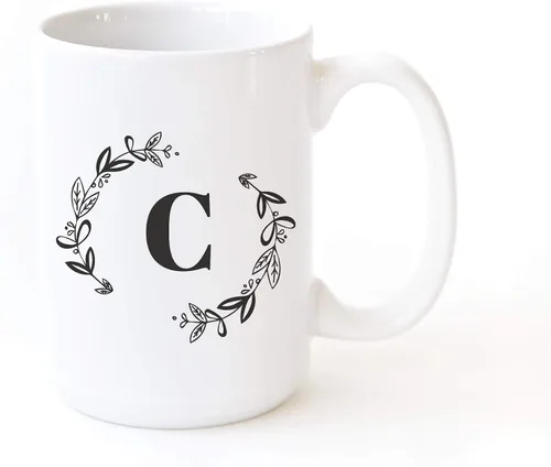 Miniatura 8 de The Cotton & Canvas Co. Botánico personalizado monograma inicial letra A taza de café porcelana cerámica taza de café para ella, para él