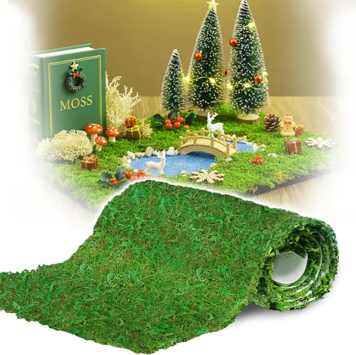 Miniatura 8 de DUSPRO 2 alfombrillas de musgo de 13 x 9.5 pulgadas, hojas de musgo despegar y pegar para manualidades, hojas de musgo para macetas, musgo