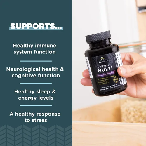 Miniatura 4 de Ancient Nutrition Multivitamínico para mujer 40+ una vez al día, 30 unidades + proteína de colágeno en polvo, sin sabor, 40 porciones
