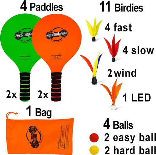 Miniatura 2 de Juego de Pala Jazzminton Select Doble Set de Badminton 4 Raquetas - Juegos de Playa para Niños, Adolescentes, Adultos y Juegos Familiares
