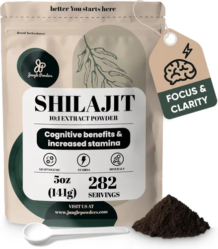 Polvo Shilajit para hombres 10:1 Extracto de 5 onzas, bolsa de 282 porciones de extracto de polvo de ácido fúlvico, suplemento energético de apoyo