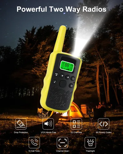 Miniatura 2 de Walkie Talkies de largo alcance para adultos, radios bidireccionales recargables de mano con 22 canales FRS, walkie talkies para niños con linterna