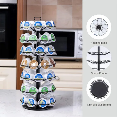 Miniatura 4 de ZCDCP Soporte para tazas K de 4 niveles, soporte organizador de almacenamiento de cápsulas de café de metal, compatible con cápsulas de 36 K Cup