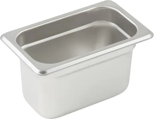 Winco Bandeja de vapor antiatascos, 1/9 x 4 pulgadas, peso estándar, mediano, acero inoxidable