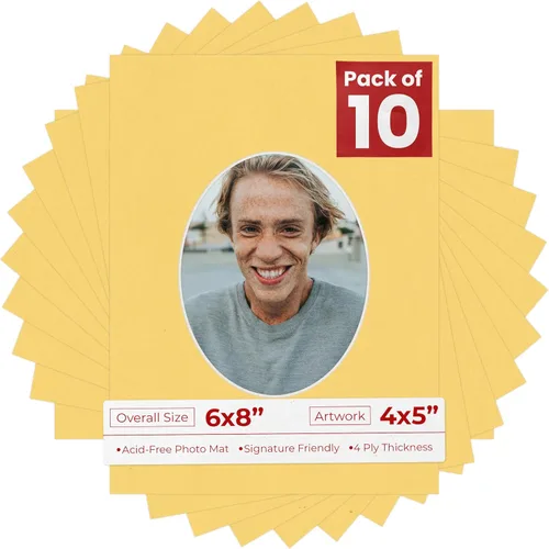 Miniatura 41 de Alfombrilla de 6 x 8 pulgadas, corte biselado para fotos de 4 x 5 pulgadas, diseño ovalado de color gris medio, sin ácidos, mate para proteger tus