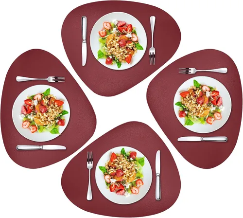 Miniatura 17 de Herda Juego de 6 manteles individuales para mesa de comedor, de piel sintética, lavables, manteles individuales para mesa redonda, para cocina, Gris