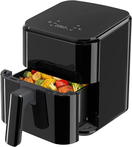 NEWBULIG Freidora de aire, freidora digital compacta de 3 cuartos de galón con placa antiadherente y cesta apta para lavavajillas, comidas rápidas y