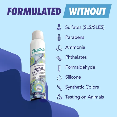 Miniatura 3 de Batiste Champú seco activado por el sudor, neutraliza el olor hasta 24 horas y evita la acumulación de sudor en el cabello, champú sin agua, 3.81