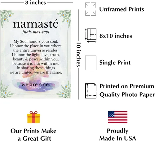 Miniatura 2 de We Are One - Decoración de pared inspiradora, flores y Namaste, impresión inspiradora de yoga para pared, es una foto motivacional con citas
