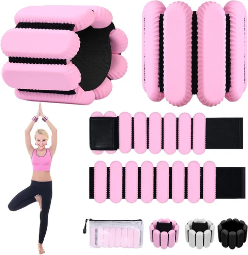 Pesas de tobillo para mujeres y hombres, pulsera de entrenamiento con peso ajustable para muñeca para entrenamiento en casa, entrenamiento de Rosa