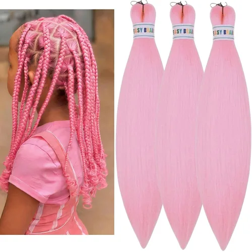 Miniatura 63 de Cabello estirado de fibra Kanekalon para trenzar con cabello humano, color oro rosado, 30 pulgadas