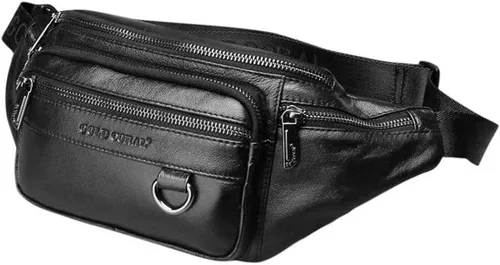 Hebetag - Bolsa de cintura de cuero y con cinturón tipo cangurera para hombre y mujer, para viajes, senderismo, correr, teléfonos celulares, carteras