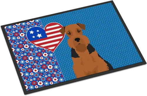 Caroline's Treasures WDK5119JMAT Airedale Terrier USA - Tapete para interiores o exteriores, 24 x 36 pulgadas, tapete para puerta delantera,