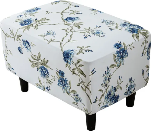 Miniatura 27 de Eco-Ancheng Funda elástica para silla, funda otomana rectangular de almacenamiento, funda otomana para reposapiés, fundas otomanas para taburete