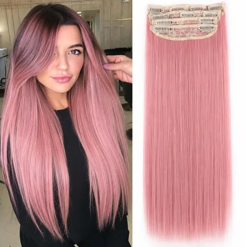 Miniatura 11 de Burgundy Clip in Hair Extensions, 4 PCS Natural Soft Long Wavy Clip on Synthetic Hair Hairpieces Curly 20Inch Curly Thick Hair 11 Clips