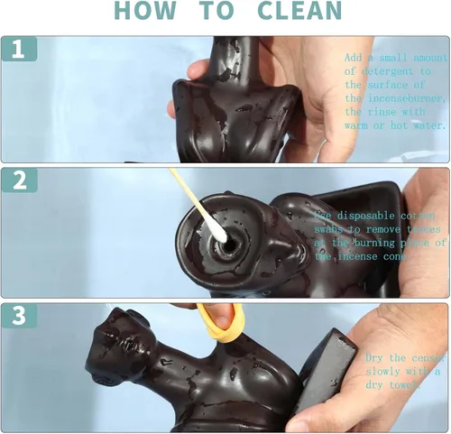Miniatura 6 de YYW - Estatua de soporte de incienso con reflujo, quemador de incienso en cascada, ornamento de aromaterapia, decoración del hogar con conos de Negro