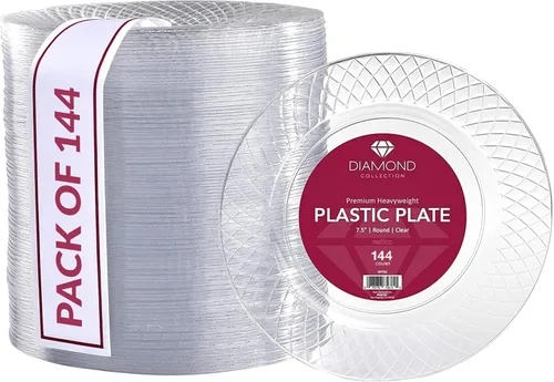 Miniatura 7 de Prestee 102 platos de plástico transparente desechables - Platos de plástico duro transparente de 6.25 pulgadas de alta resistencia para fiestas
