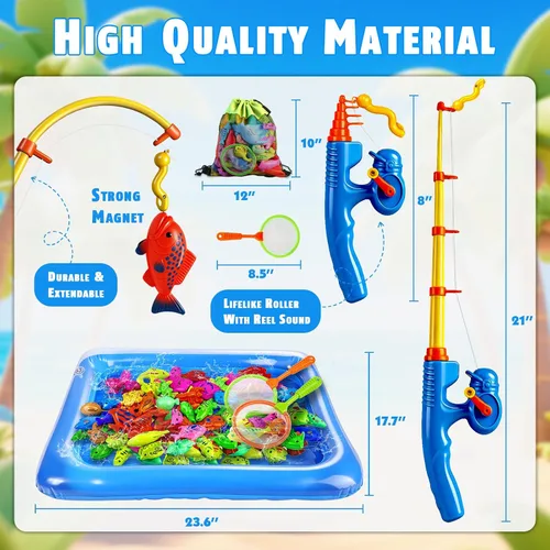 Miniatura 3 de CozyBomB™ Juego de juguetes de pesca magnética para niños Mesa de agua, bañera, piscina infantil, fiesta, caña con red, peces de plástico