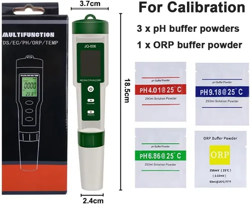 Miniatura 8 de Medidor de pH para agua,10 en 1 Digital Ph Tester Pen luz trasera, ATC ± 0.01 Resolución Alta precisión