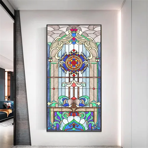 Miniatura 3 de Lámina decorativa para ventana, privacidad, multicolor, hermoso estilo iglesia, 39, esmerilado, tintado de ventana para oficina en casa