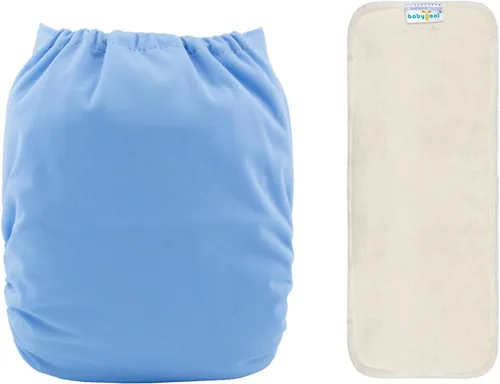Miniatura 2 de babygoal Pañal de tela reutilizable con inserto para bebés niños y niñas de 8 a 35 libras, pañal ajustable y lavable B05-B Azul/claro
