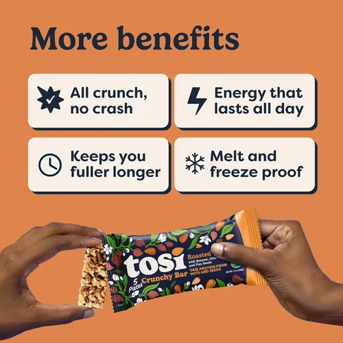Miniatura 6 de Tosi Organic SuperBites Snacks veganos, 2.4 onzas (paquete de 12), sin gluten, Omega 3s, barras de proteína vegetal con lino y semillas de chía