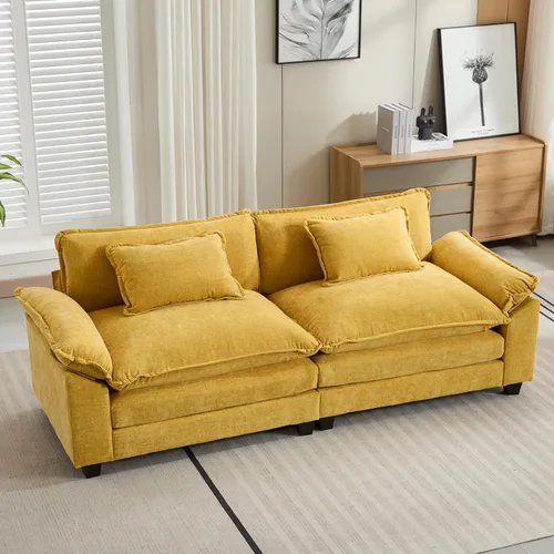 Miniatura 51 de Oprisen Sofá Seccional Modular, Cómodo Cloud Couch Sofá Seccional, Sofá Cama de Chenilla con Asiento Profundo con Almohadas Decorativas para Sala