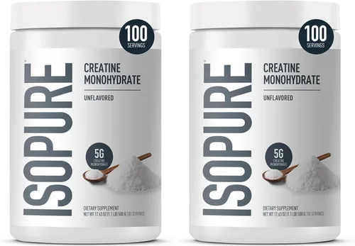 Miniatura 11 de Isopure 100% Pura Creatina Monohidrato en Polvo, Sin Azúcar, Sin Sabor, 5g de Creatina Monohidrato Por Porción, 1.1 Libras, 100 Porciones