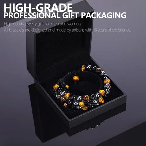 Miniatura 2 de Pulsera de Triple Protección - Para Protección - Trae Suerte y Prosperidad - Hematita - Obsidiana Negra - Ojo de Tigre - Pulsera de Piedra
