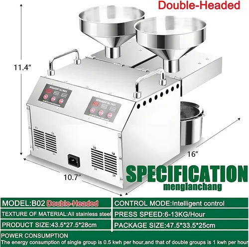 Miniatura 6 de Máquina de prensa de aceite, extractor de aceite, máquina de aceite de prensa caliente/fría de 1600 W para semillas de girasol de cacahuete