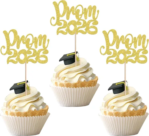 Miniatura 24 de 24 piezas de decoración de cupcakes de graduación para fiesta 2026, selecciones de cupcakes de noche de graduación 2026, decoraciones para pasteles