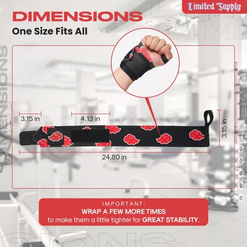 Miniatura 5 de Correas de muñeca de anime de 24" para hombres y mujeres - 1 par cada uno, accesorios de gimnasio que apoyan el levantamiento de pesas y mejoran