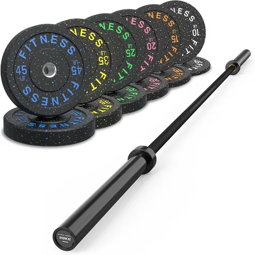 Miniatura 13 de HANDBODE Olympic High-Bounce Bumper Plates Bench Press Barbell Weights Set 2 - Inch, 10-55 lb Rubber Weight Sets for Home Gym, Strength Training