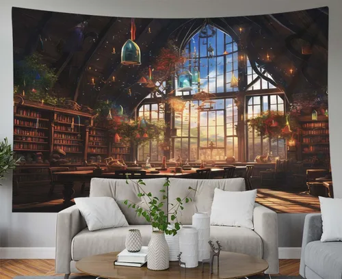 Miniatura 32 de EMMTEEY Tapiz de pared con bosque - Árbol de pino verde y niebla, arte de pared natural, 80x60 pulgadas, tapiz grande de estilo bohemio para sala