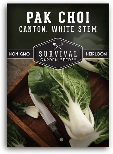 Miniatura 10 de Survival Garden Seeds - Semillas Pak Choi o Bok Choy de tallo blanco de cantón para plantar - 2 paquetes con instrucciones para cultivar Brassica