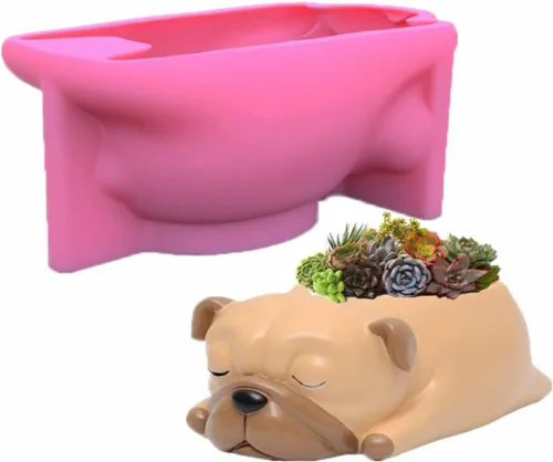 Miniatura 17 de Molde de silicona para macetas, moldes de silicona en forma de animal 3D para hormigón, cemento, yeso, arcilla polimérica, fundición de resina