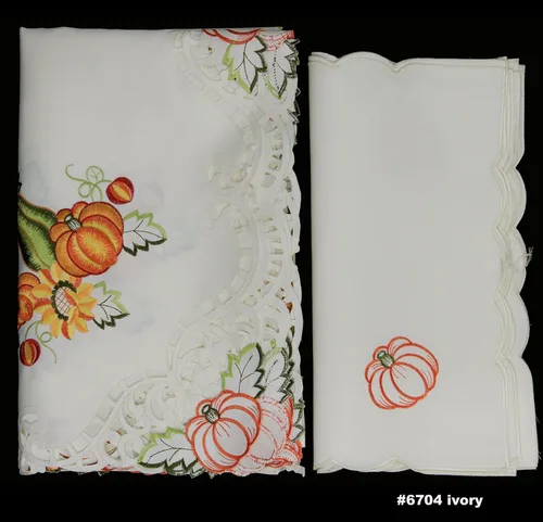 Miniatura 3 de Creative Linens Mantel bordado de otoño y cosecha de Acción de Gracias, diseño de calabaza, girasol, 70 x 140 pulgadas, rectangular con 12
