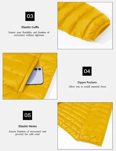 Miniatura 6 de MAGCOMSEN Chaqueta acolchada ligera con capucha para hombre, con cremallera completa, resistente al agua, acolchada, con forro