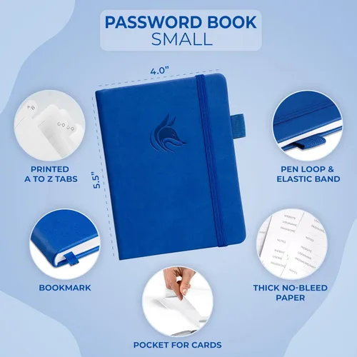 Miniatura 2 de Clever Fox - Libreta de contraseñas con pestañas alfabéticas, organizador de direcciones de Internet, tamaño pequeño de bolsillo, para inicios