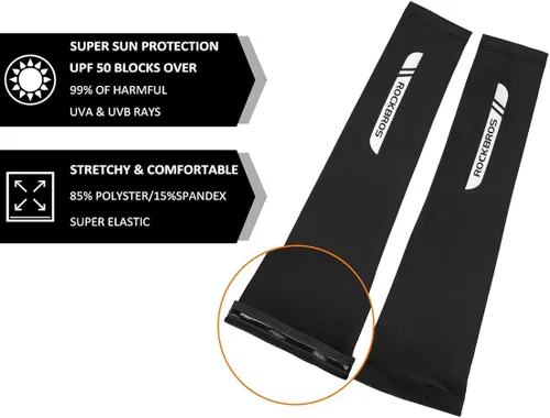 Miniatura 3 de ROCKBROS Mangas de brazo de protección solar para correr, golf, pesca, ciclismo, mangas de brazo