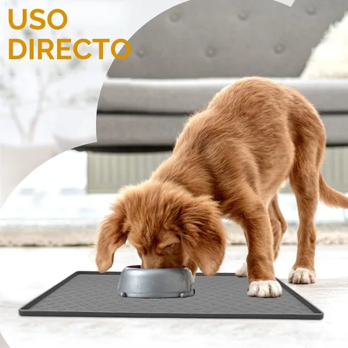 Miniatura 9 de Ptlom Mantel individual para mascotas para perros y gatos, tapete para evitar el desbordamiento de alimentos y agua, adecuado para mascotas Gris