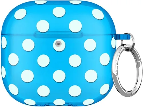 VELVET CAVIAR Compatible with AirPods 4 Case with Keychain - Cute Protective Hard 4th Generation Cases for Women - Blue Aquamarine Polka Dot