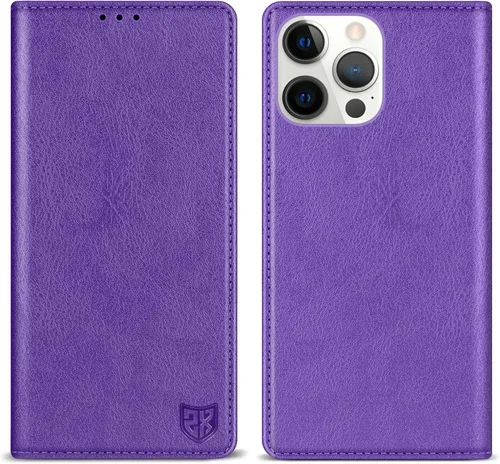 Miniatura 14 de ZZXX Funda tipo cartera para iPhone 14 con bloqueo RFID, soporte de ranura para tarjetas, funda protectora de cuero magnético fuerte plegable