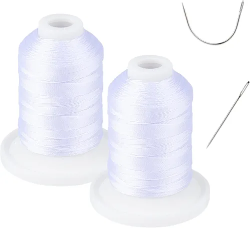 Miniatura 10 de Resistente a los rayos UV - Simthread 100% Poliéster Hilo Entrelazado Tex 69 (12wt) - 250 Yardas 1 Blanco 1 Negro