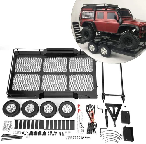 Miniatura 2 de Modelo de coche de sendero, sólido y RC remolque diseño de metal entero para Scx10 90046 90047 CC01 D90 D110 1/10 RC Car